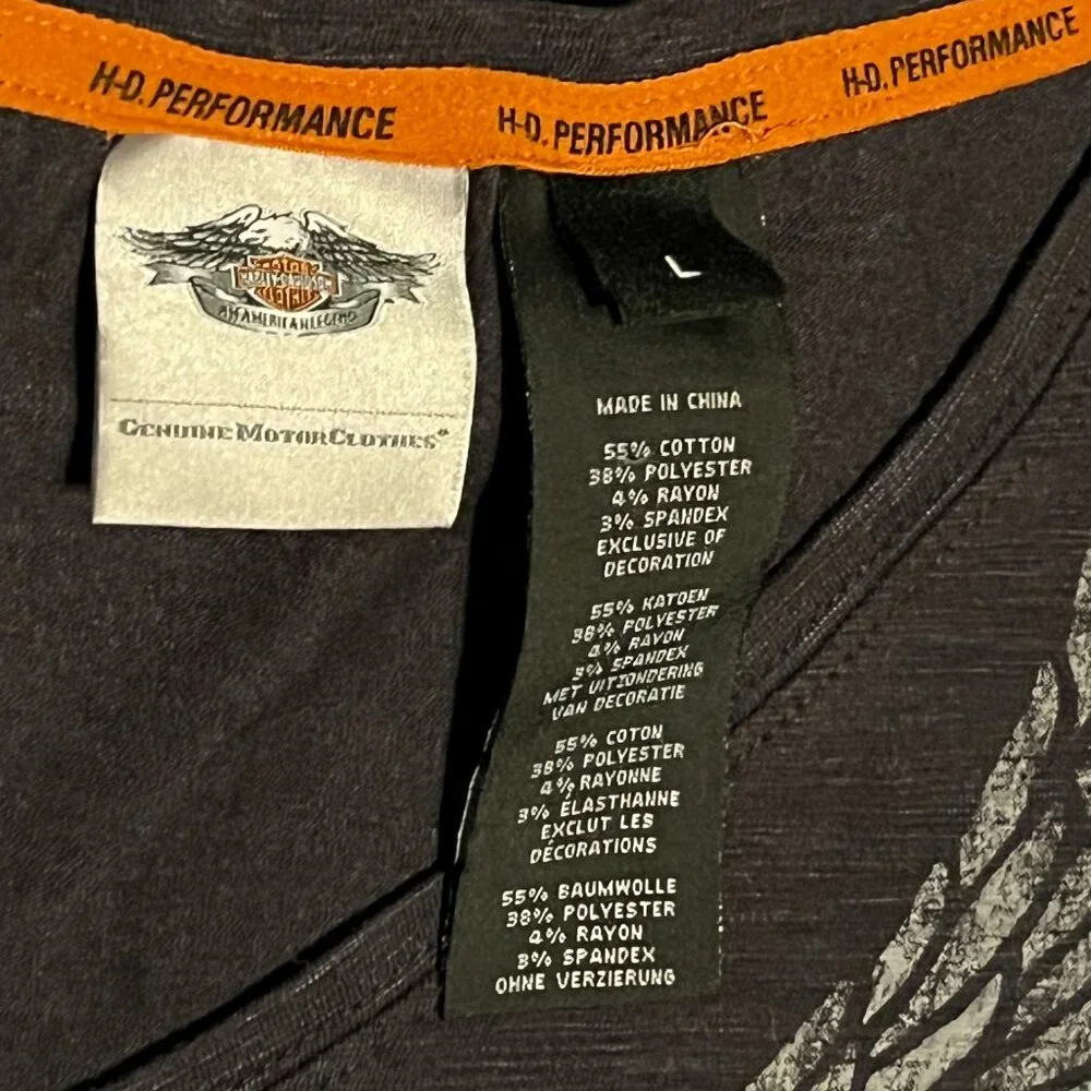 Genuine Harley Davidson Women's Eagle Short Sleeve Dark Grey Shirt Size L - Picture 3 of 4